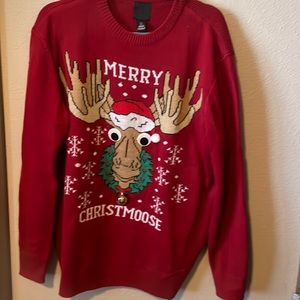 Ugly Christmas sweater red with moose